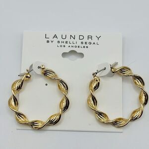Laundry by Shelli Segal Gold Twisted Hoop Earrings Bold Statement Fashion